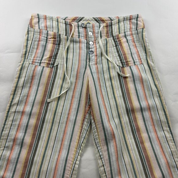 Sundance Neutral Striped Cotton Wide Leg Lounge Pant M - Picture 2 of 5